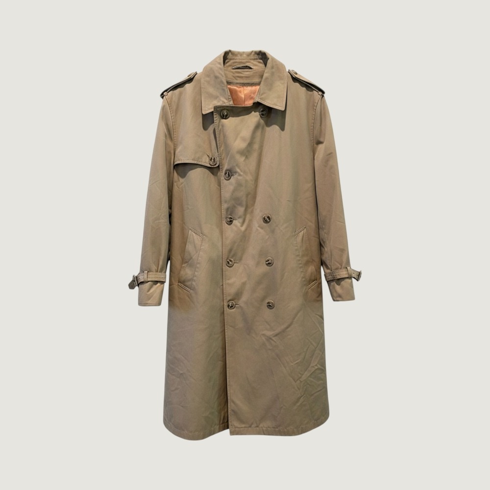 Botany 500 Mens Trench Coat Tan Double Breasted Faux Fur Liner Vintage 42 Reg